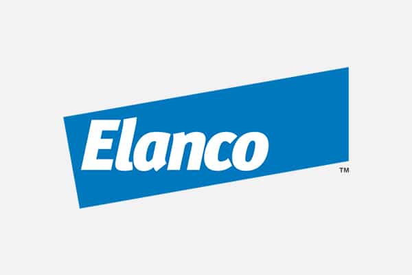 Blue rectangular logo with the word "Elanco" in bold white letters, set against a light gray background—perfect for any Animal Hospital or Vet seeking a professional look.