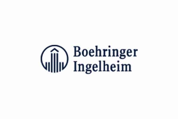 Boehringer Ingelheim logo featuring a stylized building within a circle, with the company name in blue text to the right on a white background—perfect for any Vet or Animal Hospital branding.