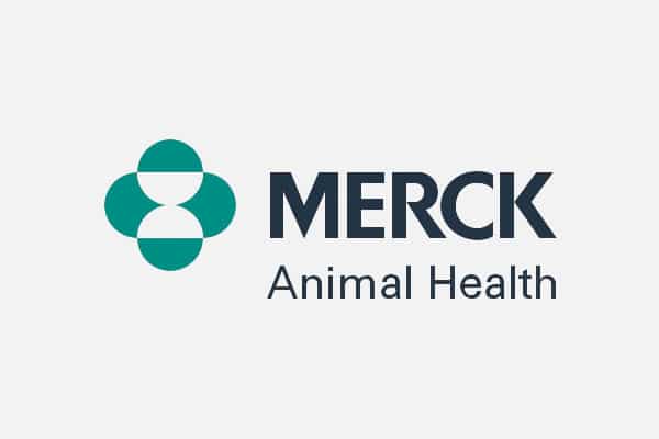 Merck Animal Health logo with a green geometric symbol on the left and the words "MERCK Animal Health" in dark grey text on the right, set against a light background—ideal for any vet or animal hospital setting.