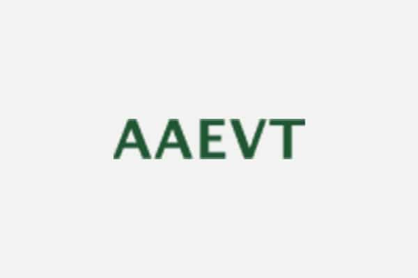 Green capital letters "AAEVT" centered on a plain white background, representing an organization dedicated to vet and animal hospital professionals.